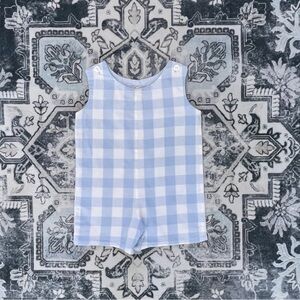 VGUC HANDMADE Classic Preppy Boys Gingham Spring Summer Romper
